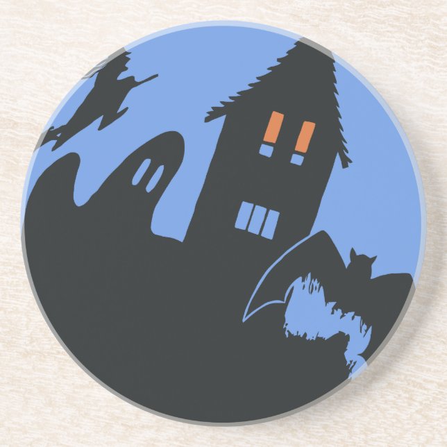 Vintage Halloween, Scary Haunted House and Witch Coaster (Front)