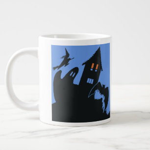 Vintage Halloween, Scary Haunted House and Witch Large Coffee Mug