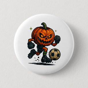 Vintage Halloween Scary Pumpkin Showing Soccer Ski 6 Cm Round Badge