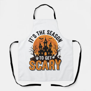 Vintage Halloween Scary Season Haunted Castle Shir Apron