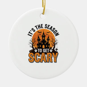 Vintage Halloween Scary Season Haunted Castle Shir Ceramic Tree Decoration