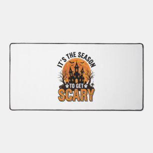 Vintage Halloween Scary Season Haunted Castle Shir Desk Mat