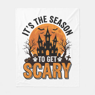 Vintage Halloween Scary Season Haunted Castle Shir Fleece Blanket