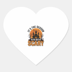 Vintage Halloween Scary Season Haunted Castle Shir Heart Sticker