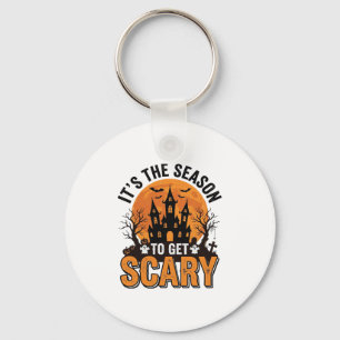 Vintage Halloween Scary Season Haunted Castle Shir Key Ring