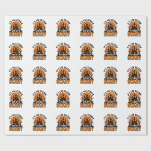 Vintage Halloween Scary Season Haunted Castle Shir Wrapping Paper