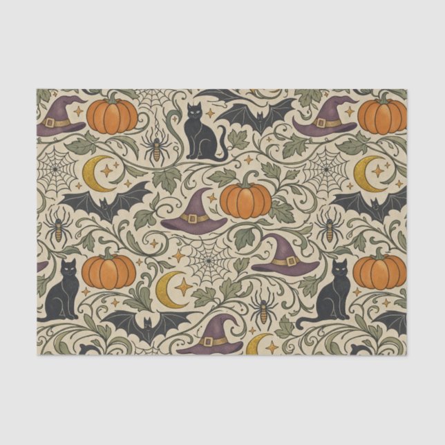 Vintage Halloween Scrollwork Tissue Paper (Front)