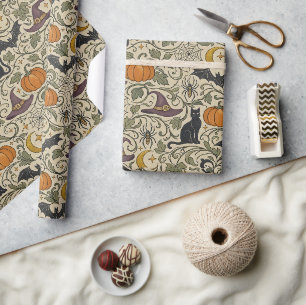 Vintage Halloween Scrollwork Wrapping Paper
