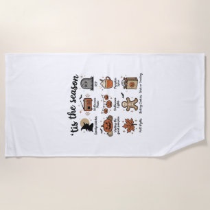 Vintage Halloween Season Checklist Shirt Design_1 Beach Towel