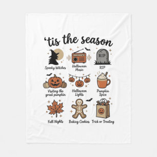 Vintage Halloween Season Checklist Shirt Design_1 Fleece Blanket