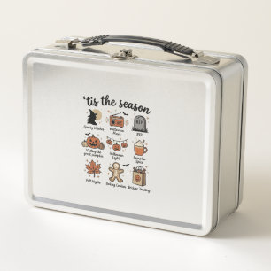 Vintage Halloween Season Checklist Shirt Design_1 Metal Lunch Box
