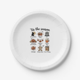 Vintage Halloween Season Checklist Shirt Design_1 Paper Plate