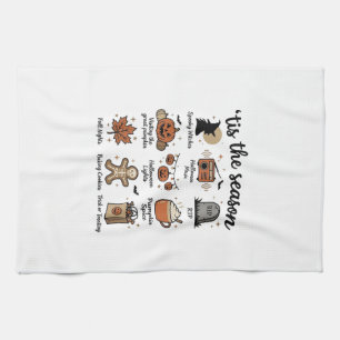 Vintage Halloween Season Checklist Shirt Design_1 Tea Towel