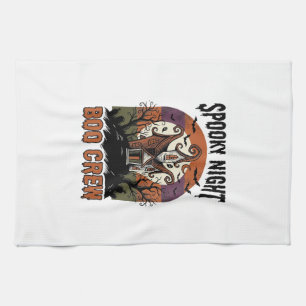 Vintage Halloween Shirt Boo Night Haunted House Ar Tea Towel