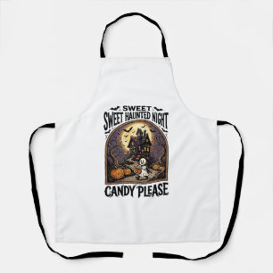 Vintage Halloween Shirt Candy Night Haunted House_ Apron
