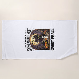 Vintage Halloween Shirt Candy Night Haunted House_ Beach Towel