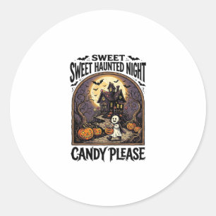 Vintage Halloween Shirt Candy Night Haunted House_ Classic Round Sticker