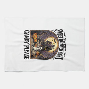 Vintage Halloween Shirt Candy Night Haunted House_ Tea Towel