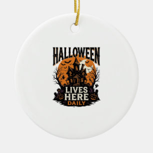 Vintage Halloween Shirt Haunted House Everyday Got Ceramic Tree Decoration