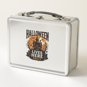 Vintage Halloween Shirt Haunted House Everyday Got Metal Lunch Box