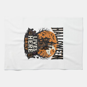 Vintage Halloween Shirt Haunted House Everyday Got Tea Towel