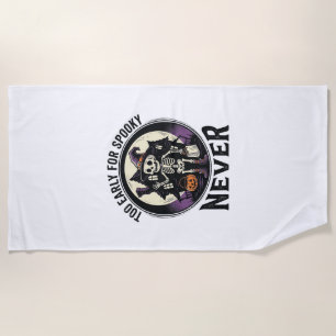 Vintage Halloween Shirt Skeleton Moon Haunted Hous Beach Towel