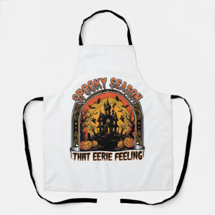 Vintage Halloween Shirt Spooky Season Feeling Desi Apron