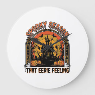 Vintage Halloween Shirt Spooky Season Feeling Desi Large Clock