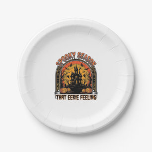 Vintage Halloween Shirt Spooky Season Feeling Desi Paper Plate