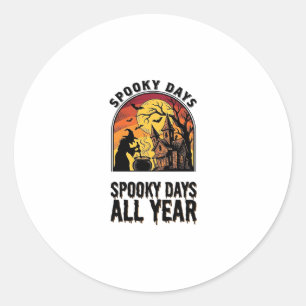 Vintage Halloween Shirt Witch House Bat Moon Desig Classic Round Sticker