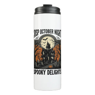Vintage Halloween Shirt With Haunted October Night Thermal Tumbler