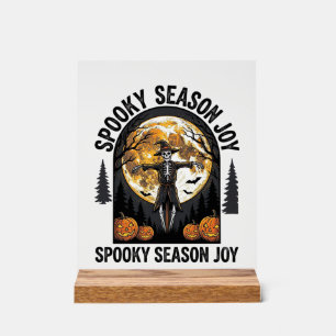Vintage Halloween Shirt with Scarecrow Moon Art_1 Acrylic Sign