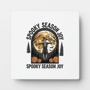 Vintage Halloween Shirt with Scarecrow Moon Art_1 Plaque
