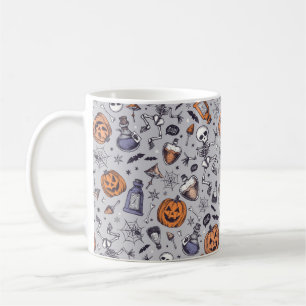 Vintage Halloween Skeleton and Potions Pattern Coffee Mug