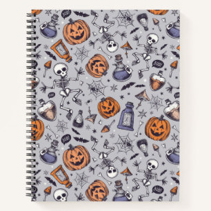 Vintage Halloween Skeleton and Potions Pattern Notebook