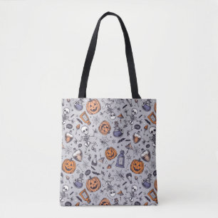 Vintage Halloween Skeleton and Potions Pattern Tote Bag