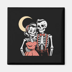 Vintage Halloween Skeleton Couple In Love 1950s St Magnet