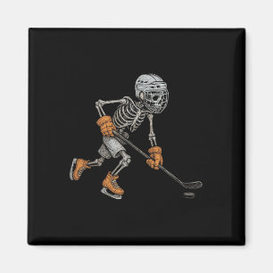 Vintage Halloween Skeleton Ice Hockey Funny Spooky Magnet