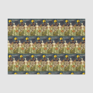 Vintage Halloween skeleton pumpkin party tissue Tissue Paper