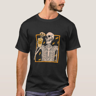 Vintage Halloween Skeleton Pumpkin Spice Latte Syr T-Shirt