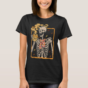 Vintage Halloween Skeleton Pumpkin Spice Latte Syr T-Shirt