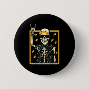 Vintage Halloween Skeleton Rock On Hand Skeleton M 6 Cm Round Badge