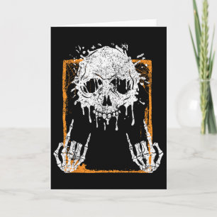Vintage Halloween Skeleton Rock On Hand Skeleton M Card