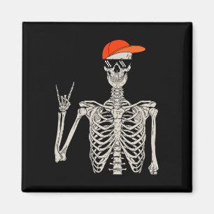 Vintage Halloween Skeleton Rock On Hand Skeleton M Magnet