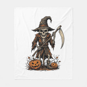 Vintage Halloween Skeleton Scarecrow Pumpkin Shirt Fleece Blanket