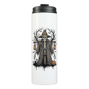 Vintage Halloween Skeleton Scarecrow Shirt Design_ Thermal Tumbler