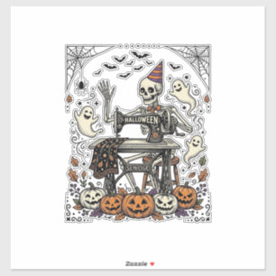 Vintage Halloween Skeleton Sewing Machine Shirt De