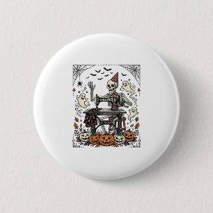 Vintage Halloween Skeleton Sewing Machine Shirt De 6 Cm Round Badge