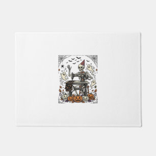 Vintage Halloween Skeleton Sewing Machine Shirt De Doormat