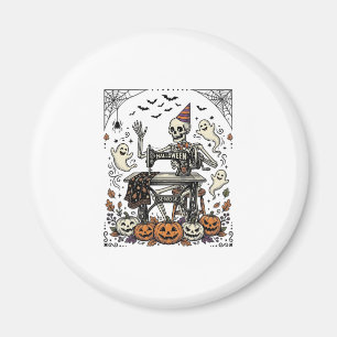 Vintage Halloween Skeleton Sewing Machine Shirt De Magnet